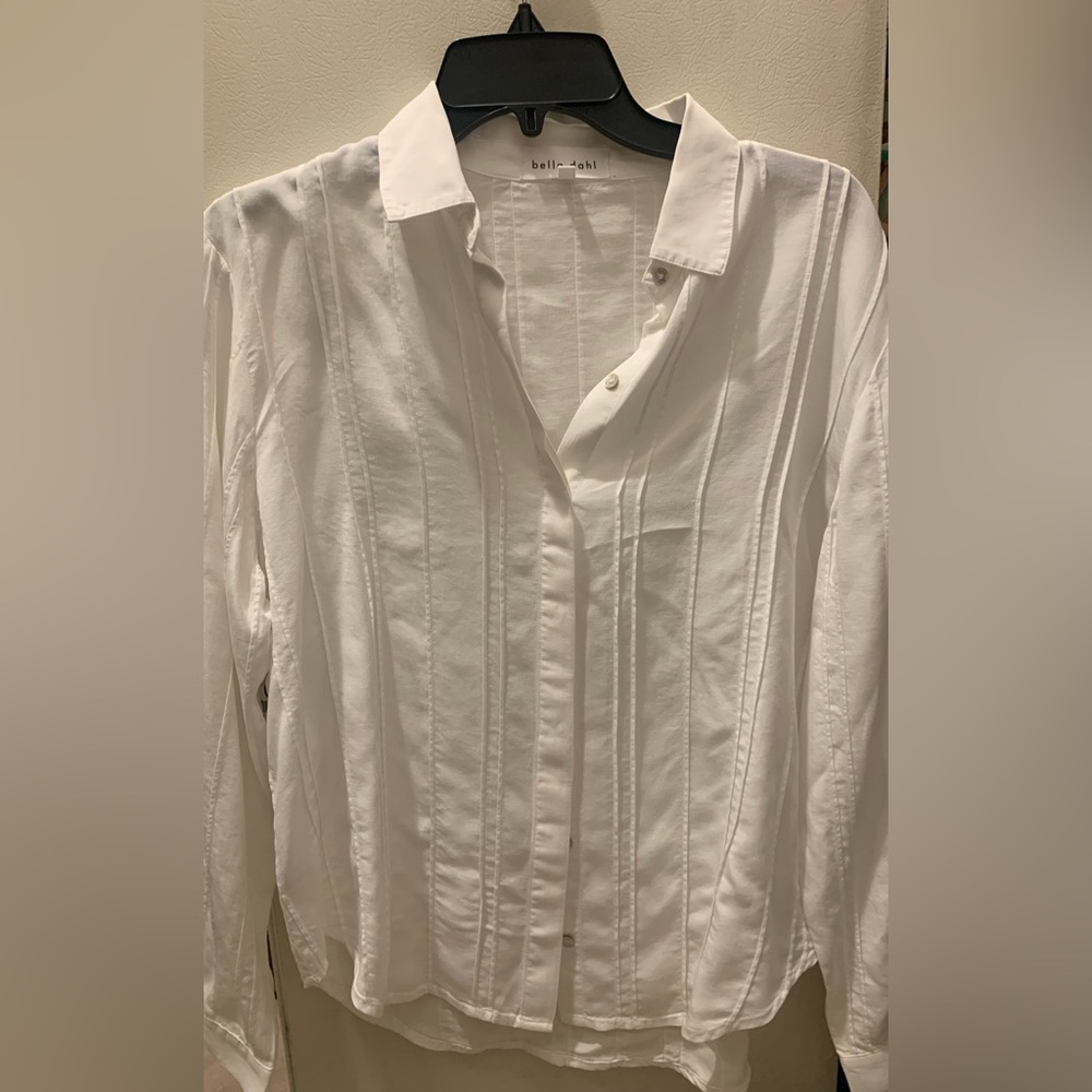 NWT Bella Dahl White Pintuck Button Down Shirt
